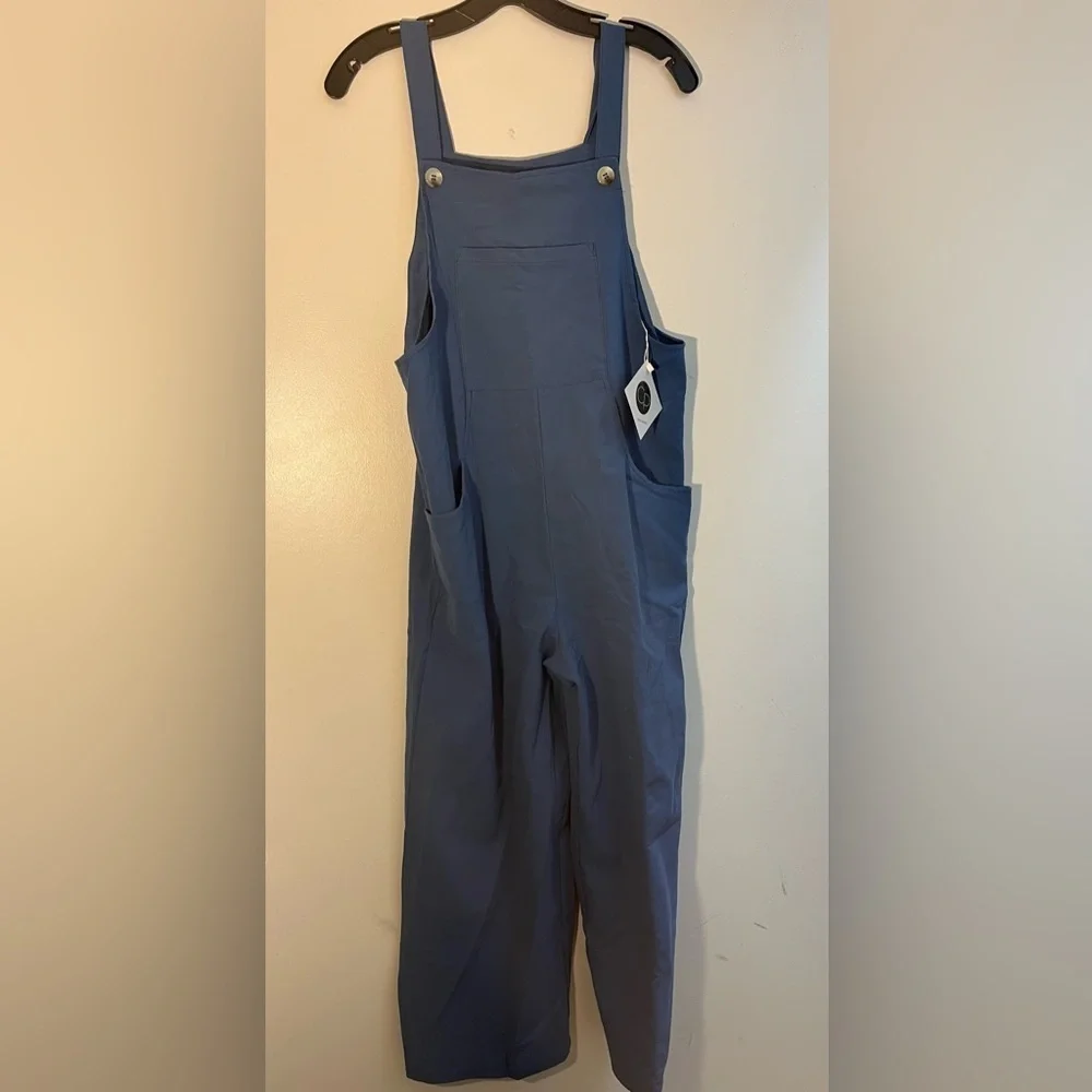 Baggy Comfy Overalls Casual Cotton Loose Fit Wide Leg Jumpsuit Adjustable Strap - Picture 7 of 10